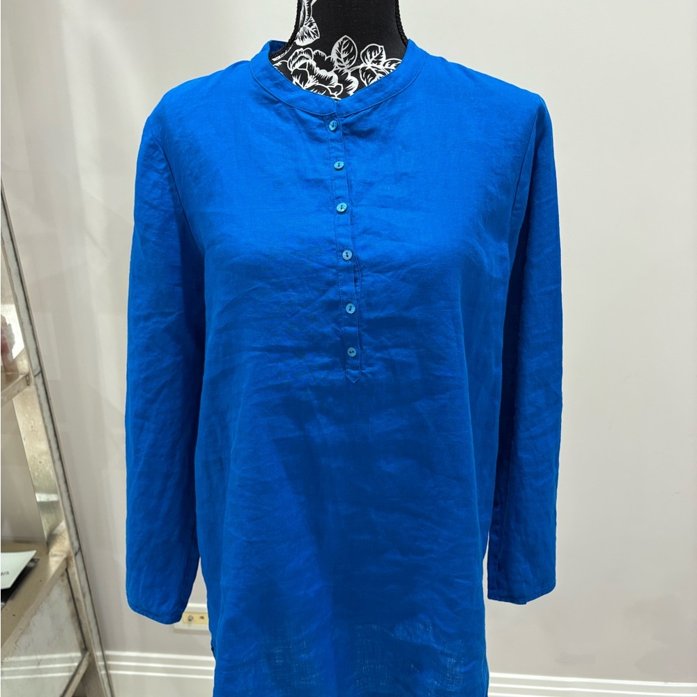 Eileen Fisher Royal Blue Button-Front Tunic